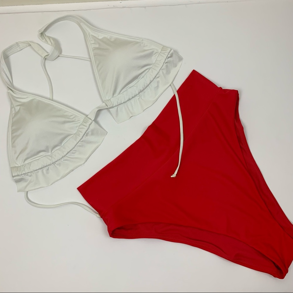 Aerie | Mix Match Ruffle High Rise Cheeky Bikini